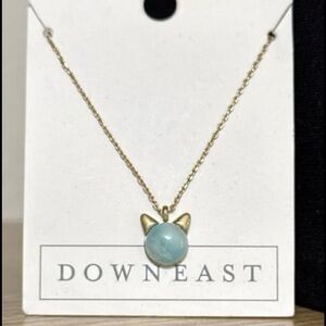 NWT Luna Downeast Jade color Turquoise Cat necklace